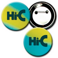 2 1/4" Diameter Button w/ Changing Colors Lenticular Effects - Yellow/Turquoise (Custom)